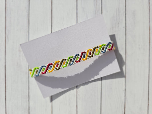 Rainbow Helix Friendship Bracelet – Handmade Cotton String Woven Bracelet