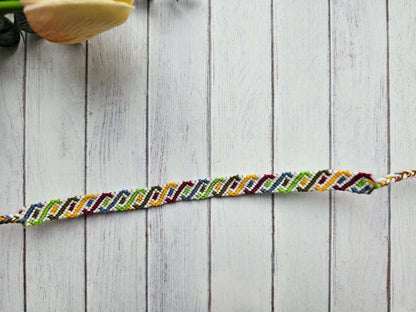 Rainbow Helix Friendship Bracelet – Handmade Cotton String Woven Bracelet