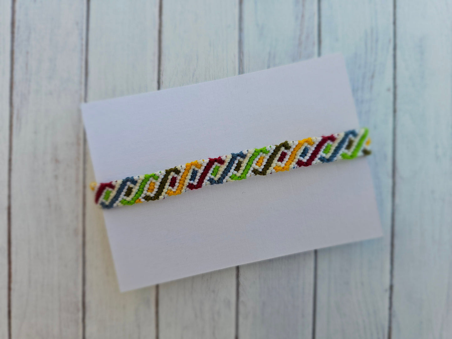 Rainbow Helix Friendship Bracelet – Handmade Cotton String Woven Bracelet