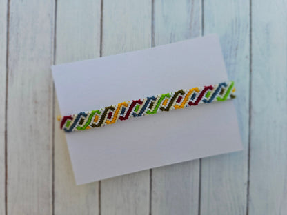 Rainbow Helix Friendship Bracelet – Handmade Cotton String Woven Bracelet