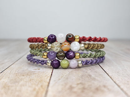 Grounded Strength Bracelet Crystal Bracelet | Lepidolite, Smoky Quartz, Amethyst