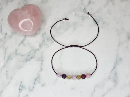 Inner Harmony Crystal Bracelet | Kunzite, Lepidolite, Rutilated Quartz, Rose Quartz