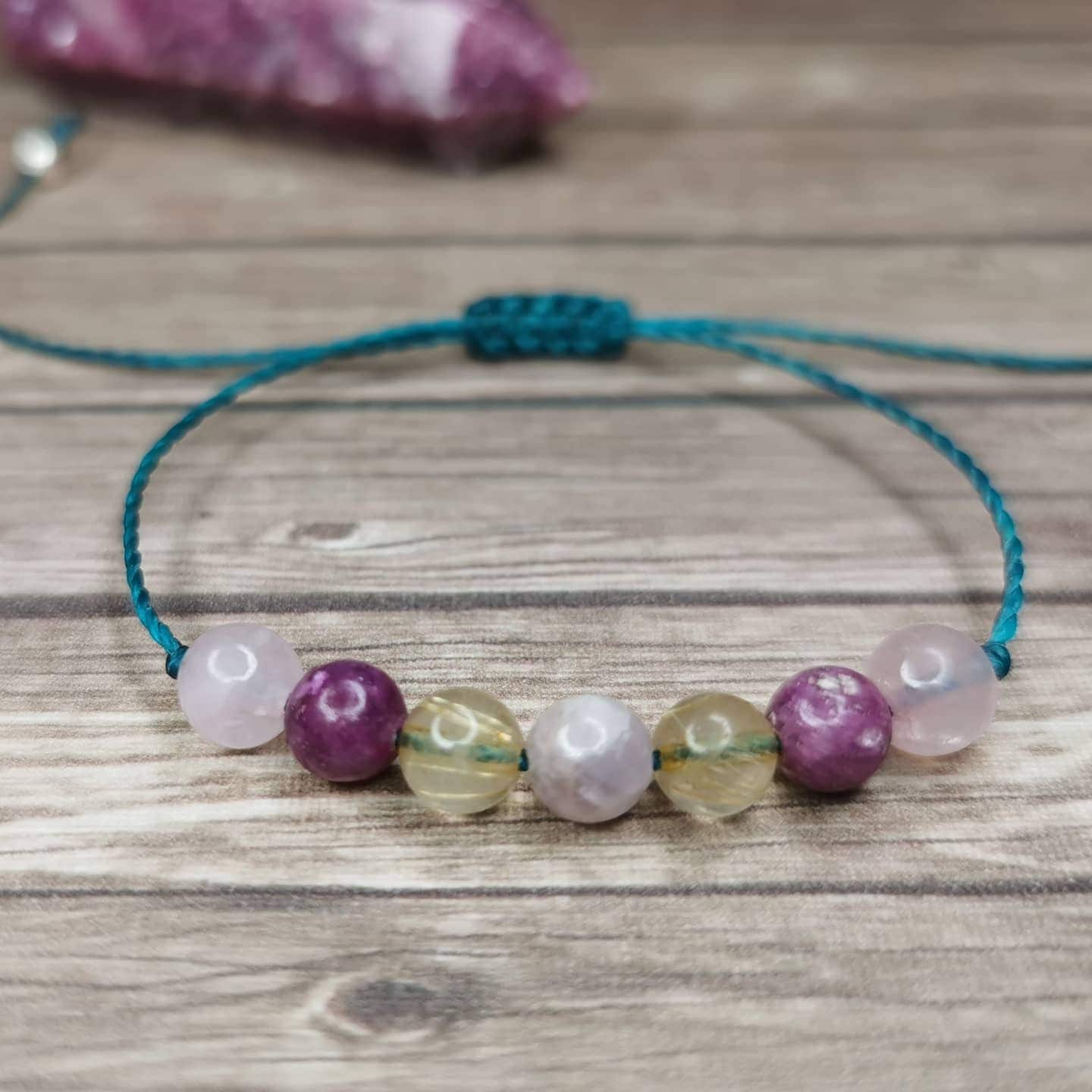 Inner Harmony Crystal Bracelet | Kunzite, Lepidolite, Rutilated Quartz, Rose Quartz