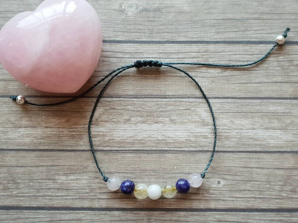 Inner Harmony Crystal Bracelet | Kunzite, Lepidolite, Rutilated Quartz, Rose Quartz