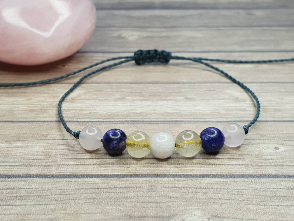 Inner Harmony Crystal Bracelet | Kunzite, Lepidolite, Rutilated Quartz, Rose Quartz
