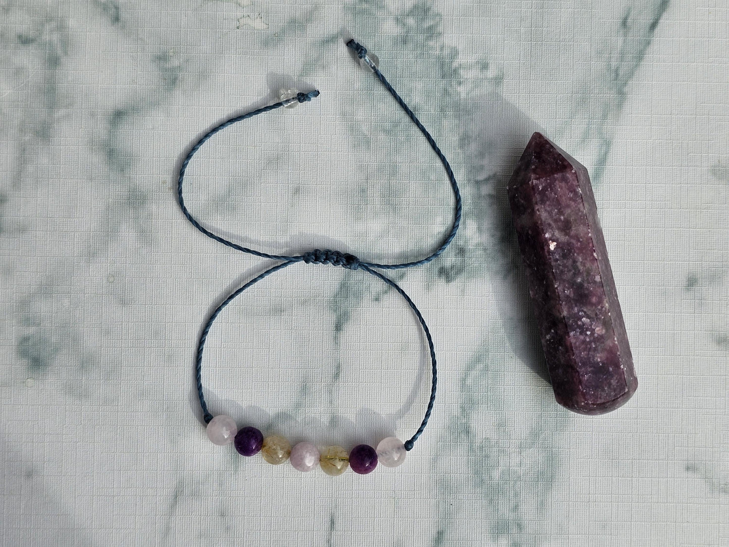 Inner Harmony Crystal Bracelet | Kunzite, Lepidolite, Rutilated Quartz, Rose Quartz