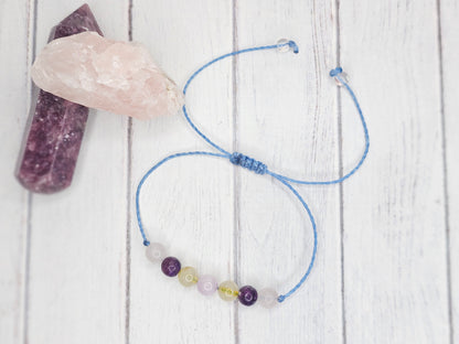 Inner Harmony Crystal Bracelet | Kunzite, Lepidolite, Rutilated Quartz, Rose Quartz
