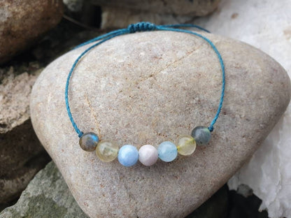 Calm & Tranquility Crystal Bracelet | Labradorite, Rutilated Quartz, Angelite, Kunzite
