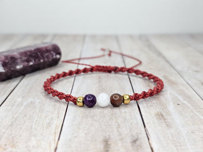 Harmony & Balance Crystal Bracelet | Bloodstone, Moonstone, Lepidolite
