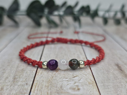 Harmony & Balance Crystal Bracelet | Bloodstone, Moonstone, Lepidolite