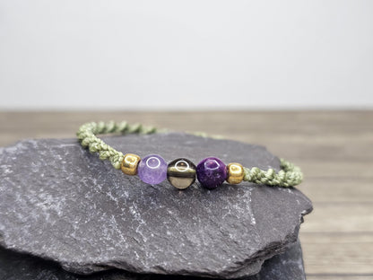 Grounded Strength Bracelet Crystal Bracelet | Lepidolite, Smoky Quartz, Amethyst