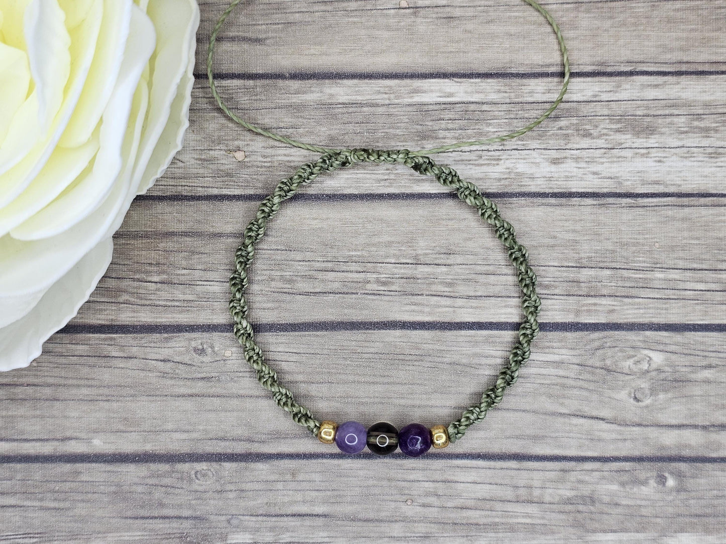 Grounded Strength Bracelet Crystal Bracelet | Lepidolite, Smoky Quartz, Amethyst