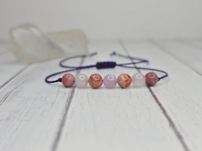 Self Love Crystal Bracelet | Rhodonite, Rose Quartz, Rhodochrosite, Kunzite
