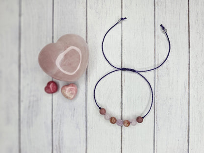 Self Love Crystal Bracelet | Rhodonite, Rose Quartz, Rhodochrosite, Kunzite