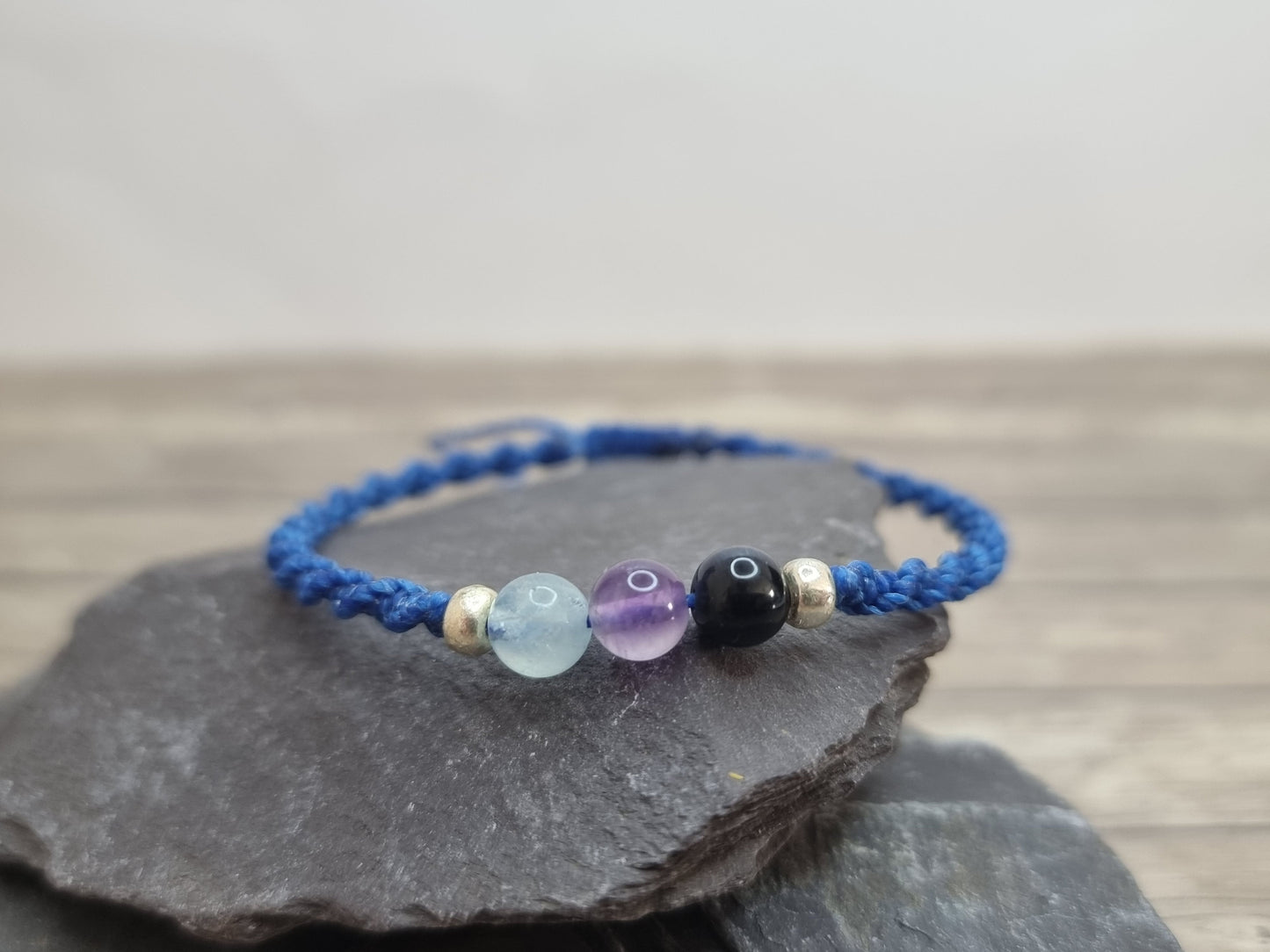 Serenity & Stillness Crystal Bracelet | Blue Tiger Eye, Amethyst, Aquamarine