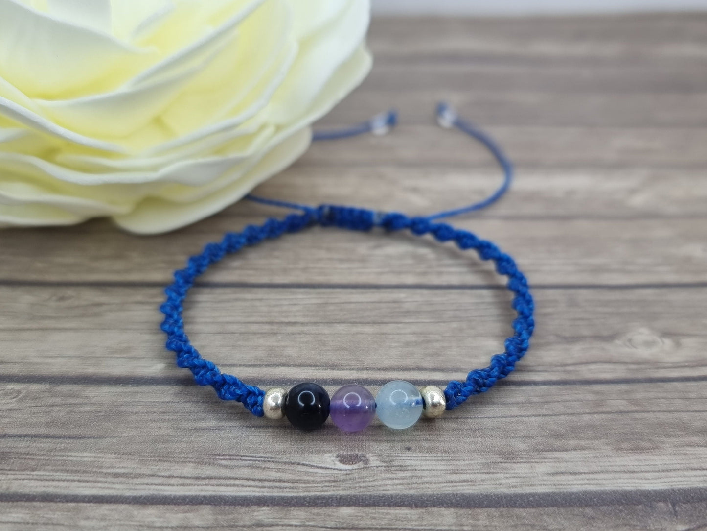 Serenity & Stillness Crystal Bracelet | Blue Tiger Eye, Amethyst, Aquamarine