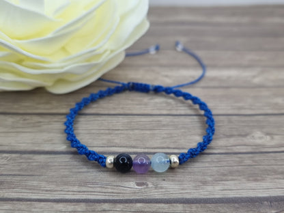 Serenity & Stillness Crystal Bracelet | Blue Tiger Eye, Amethyst, Aquamarine