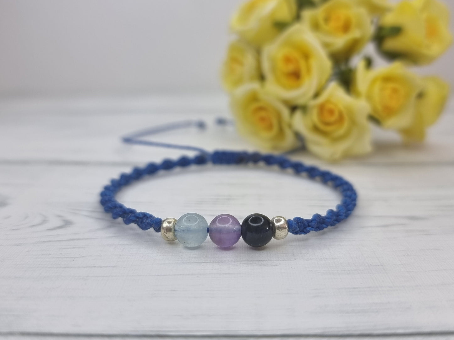Serenity & Stillness Crystal Bracelet | Blue Tiger Eye, Amethyst, Aquamarine